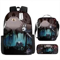 Hollow Knight Student School Bag Children'S Backpack Cartoon Anime Backpack Men'S Travel Bag Large Capacity Simple Three piece backpack set gray