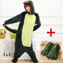 Unisex Anime Kigurumi Pižamos Dinozaurų Cosplay Kostiumų Žieminiai Hoodies Vakarėlis Miegrūnų rinkinys S žalia