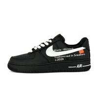 Nike Air Force 1 Black & White Double Demons Leather Cushioning Breathable Low top Skateboard Shoes Men's Black CW2288-001(Team520-) 38 black
