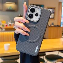 For Oppo Reno15/ Reno15 Pro/Reno15 Pro Max Case Magnetic Carbon Fiber PU Leather Skin Protective Metal Lens Button Soft Cover OPPO Reno15 Pro gray
