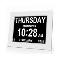 (UK plug) Digital Dementia Clock Calendar Clock Day Date Clock Large Display Large Clear Unabbreviated Time and Date