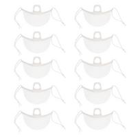 10Pcs Transparent Spit Guard Mouth Cover Reusable Anti-Fog Face Guard with Elastic Ear Strap Restaurants Chef Food Service Nose Mouth Guard Size#10pcs white