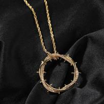 TD Senovinė Dyglinė Karūnos Pakabukas Karoliai Vyrams Madingas Nišinis Dizainas Žalvaris Inkrustuotas Cirkonis Hip Hop Karoliai 24 in(60.96cm)&Necklace sidabras