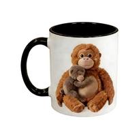 Cute Monkey Punch Ceramic Mugs With Hugging Orangutan Design Perfect For Animal Lover And Kids 11Oz Dishwasher Safe 1 black