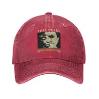 Vintage Twin Peaks Dale Cooper Baseball Caps Men Women Distressed Washed Sun Cap TV Show Outdoor Workouts Unstructured Soft Hat Adjustable pink
