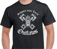 Gun Pistons Support your local outlaws Biker Motorcycle MC tee t shirt tee 2XL white