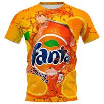 Smagus vyriškas marškinėlis Fanta Soda 3D gėrimo spaudinys Sportinis Greitai džiūstantis Kvėpuojantis Street Casual Atostogų Trend Mada Trumpomis rankovėmis Berniuko Viršus S red
