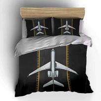 Airplane Themed Three-Piece Set Multiple Sizes Kid'S And Adults' Bedroom Exquisite 3Pc Bedding Set, Gift EU Twin 135X200cm&set gray