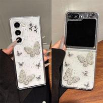 Glue Pearl Butterfly for Samsung Zflip7 Mobile Phone Case Zflod6 Folding Flip Glitter Flower Female New Model For  Samsung ZFlip3