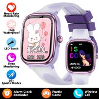 New Kids Study Smart Watch Puzzle Game Sleep Monitor 1.83  Display Alarm Clock Flashlight Children Smartwatch Boy Girl Gift Kid Study Smartwatch violetinė