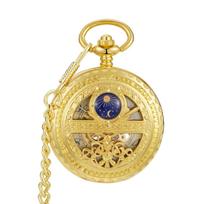 Luxury Mechanical Clock Vintage Man Pocket Watch with Fob Chain Steampunk Skeleton Watches for Men Chinese Factory Pendant beige