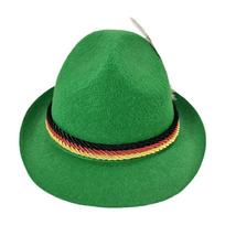 Dark Oktoberfest Hat with Feather, German Festival Jazz Hat - Traditional Bavarian Headwear for Men and Women, One Size One Size žalia