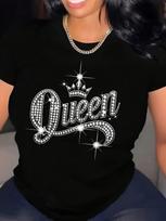 Diamond Crown Queen Print Black T-shirt S
