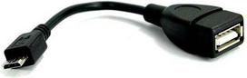 USB laidas (2.0), microUSB (M) - USB A F, 0,15 m, OTG, juoda, EOL