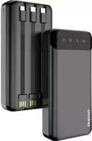 DUDAO talpi išorinė baterija su 3 integruotais laidais, 20000mAh, USB C tipo + micro USB + Lightning, juoda (K6Pro+), ličio polimeras (LiPo)
