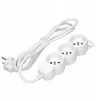 Orno Przedłużacz 3 krypčių prailgintuvas 2P+Z, 5m H05VV-F 3x1.5mm2, Imax=16A, plokščias kištukas, baltas