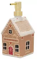 Baylis & Harding Winter Wonderland imbierinių sausainių namelio indelis – rankų plovimo priemonių dovanų rinkinys permatomoje pakuotėje.