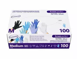 Vienkartinės nitrilinės pirštinės TOPGLOVE 5.0g, M dydis, mėlynos spalvos 100vnt