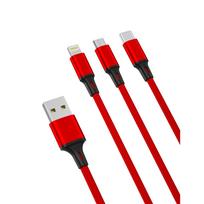 XO laidas NB173 3in1 USB – Lightning + USB-C + microUSB 1,2 m 2,4A raudonas