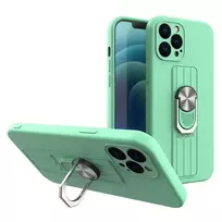 Hurtel Ring Case silicone phone case with stand for iPhone 12 mini green