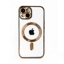 Nugarėlės dėklai iLike Apple iPhone 15 Electroplate TPU Case with MagSafe Transparent Gold