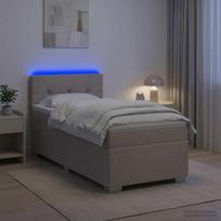 Lova su čiužiniu ir LED apšvietimu Taupe 100 x 200 cm Audinys