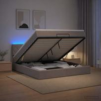 Otmana lova su matracsu ir LED Taupe 140 x 190 cm Audinys