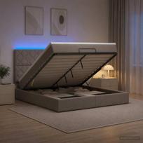 Otmana lova su matracsu ir LED Taupe 140 x 200 cm Audinys