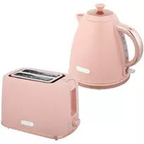 Virdulio ir skrudintuvo rinkinys, 1,7 L 2200 W greito virimo virdulys su automatiniu išjungimu ir 2 riekių skrudintuvas su trapu dėklu, Rožinis