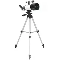 Teleskopas, 70 mm objektyvas, 5x24 didinimas, reguliuojamas trikojis, sidabrinės spalvos, Outsunny