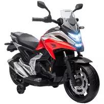 Vaikiškas motociklas, 12V su MP3, USB, LED žibintais, su ankstyvojo mokymosi funkcijomis, mokomaisiais ratais, 3 km/h, 3-6 metų vaikams, raudonas