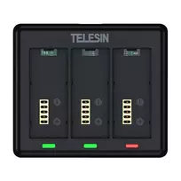 Įkroviklis - Telesin S0-BCG-12-TGP for GoPro HERO 13, 3-Baterijos, LED Indikatoriai