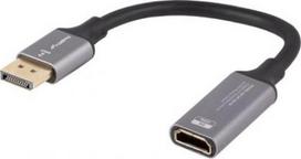 Lanberg Displayport (M) to HDMI (F) Adapter 8K on cable 20cm, Silver | AD-DP-HD-04 AD-DP-HD-04 | 5901969441499