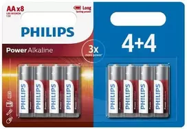 PHILIPS vienkartinės šarminės AA baterijos, 8 vnt. pakuotė