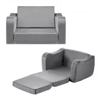 VEVOR 2-in-1 vaikiška sofa-lovytė, sulankstoma, pilka, M dydis