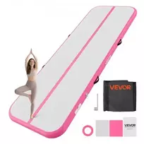 VEVOR Pripučiamas gimnastikos kilimėlis 3 m, 10 cm, su elektriniu siurbliu, rožinis