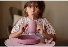 SOINA Silikoninė prilimpanti lėkštė su krašteliais ir 3D širdelėmis, Rosa Antico