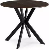 Mebel Elite Apvalus stalas LAUREN, Ø 90 cm, riešuto ir juodos spalvos