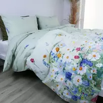 Saules Patalyne Medvilninis patalynės komplektas ŽALSVOJI PIEVA, 3 dalių, 200x220