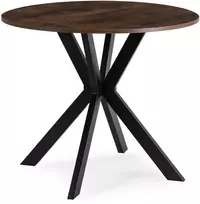 Mebel Elite Apvalus stalas LAUREN, 80 cm, kaimiško ąžuolo ir juodos spalvos