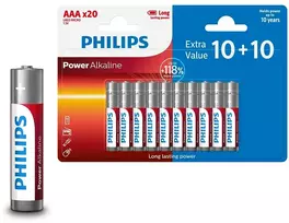 Baterija PHILIPS AAA LR03 lizdinė pakuotė 10+10vnt.