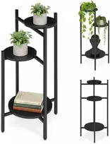 Pastatomas gėlių stovas dekoracijoms, 3 pakopų, juodas, ModernHome