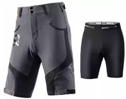 Vyriški dviračių šortai 2-in-1, pilki, 3XL Rockbros