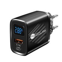USB PD įkroviklis 20W greito įkrovimo C tipo skaitmeninis ekranas telefono įkrovimo adapteris, skirtas iPhone Samsung Xiaomi Huawei USB C sieninis įkroviklis juoda