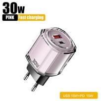 USB Type C įkroviklis Greitas įkrovimas PD Mobiliojo telefono įkrovimo adapteris skirtas iPhone Samsung Xiaomi Huawei Quick Charge 3.0 sieninis įkroviklis Pink rožinė