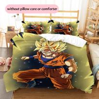 Cartoon Character Son Goku Pattern Bedding Home Decoration Birthday Gift (1 * duvet cover + 2 * pillowcase, without core) 135x200cm