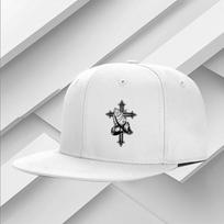 Praying Hands Cross Graphic Flat Brim Baseball Cap Unisex Polyester Casual Outdoor Snapback Hat One Size white