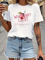 European sizes Boozy Style Wildberry Lillet - Themed Pattern Printed T - Shirt S balta