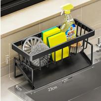 Multipurpose Kitchen Sink Organizer: Drying & Storage Rack for Sponges, Cloths & Detergent Bottles - Saves Space, Drains Water XL juoda