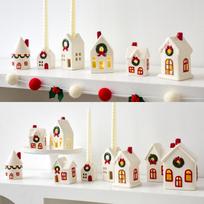 Christmas Village Collectors Ceramic Candle Holders Battery Powered Decoration Festival Winter Display For Collectors